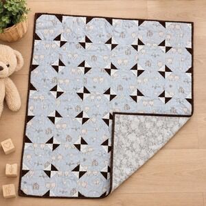 Handmade Vintage Kitty Cats Baby Quilt Square Patchwork 2 Sided 32.5 x 36.5